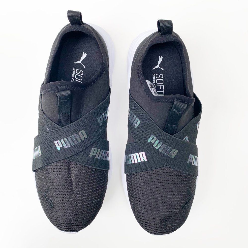 Puma Essential Black Comfort Slip On Sneaker Shoes Size 5Y / 6.5-7 Women - Picture 4 of 13